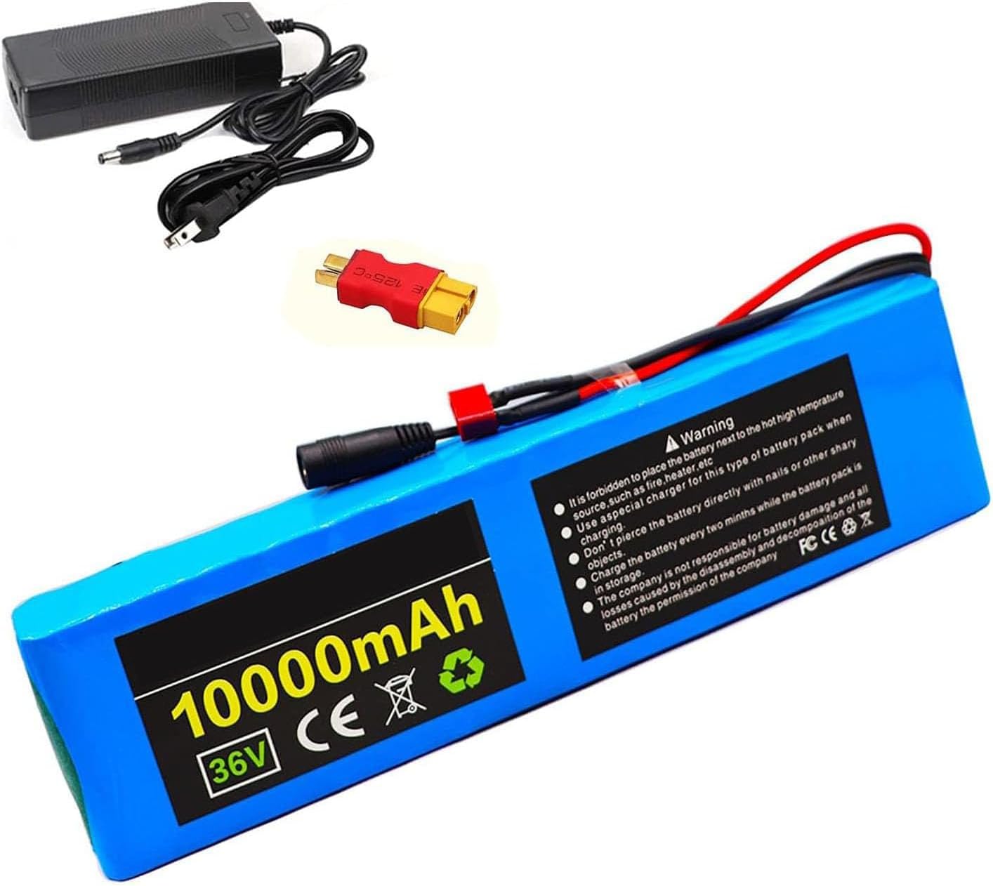 36V 10Ah E-Bike Battery 10S3P Lithium-ion Battery Pack Built-in 20A BMS for 600W Motor Electric Bicycle Scooter with Charger