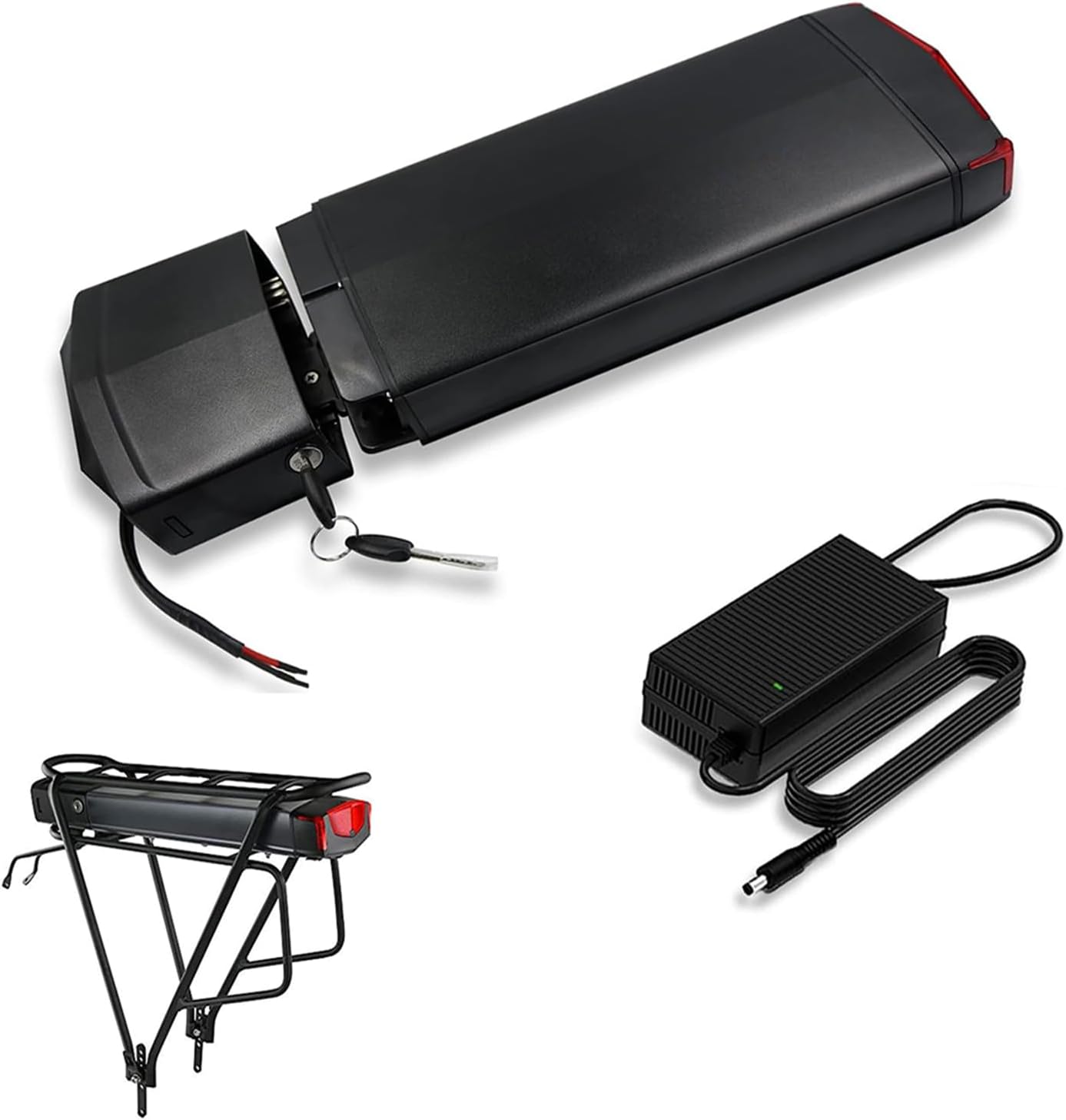 36V 48V Ebike Battery 36V 13Ah 15Ah 16Ah Lithium Battery Pack 48V 10Ah 12Ah 12.8Ah Rear Rack Electric Bike Battery with Charger,36v,15Ah