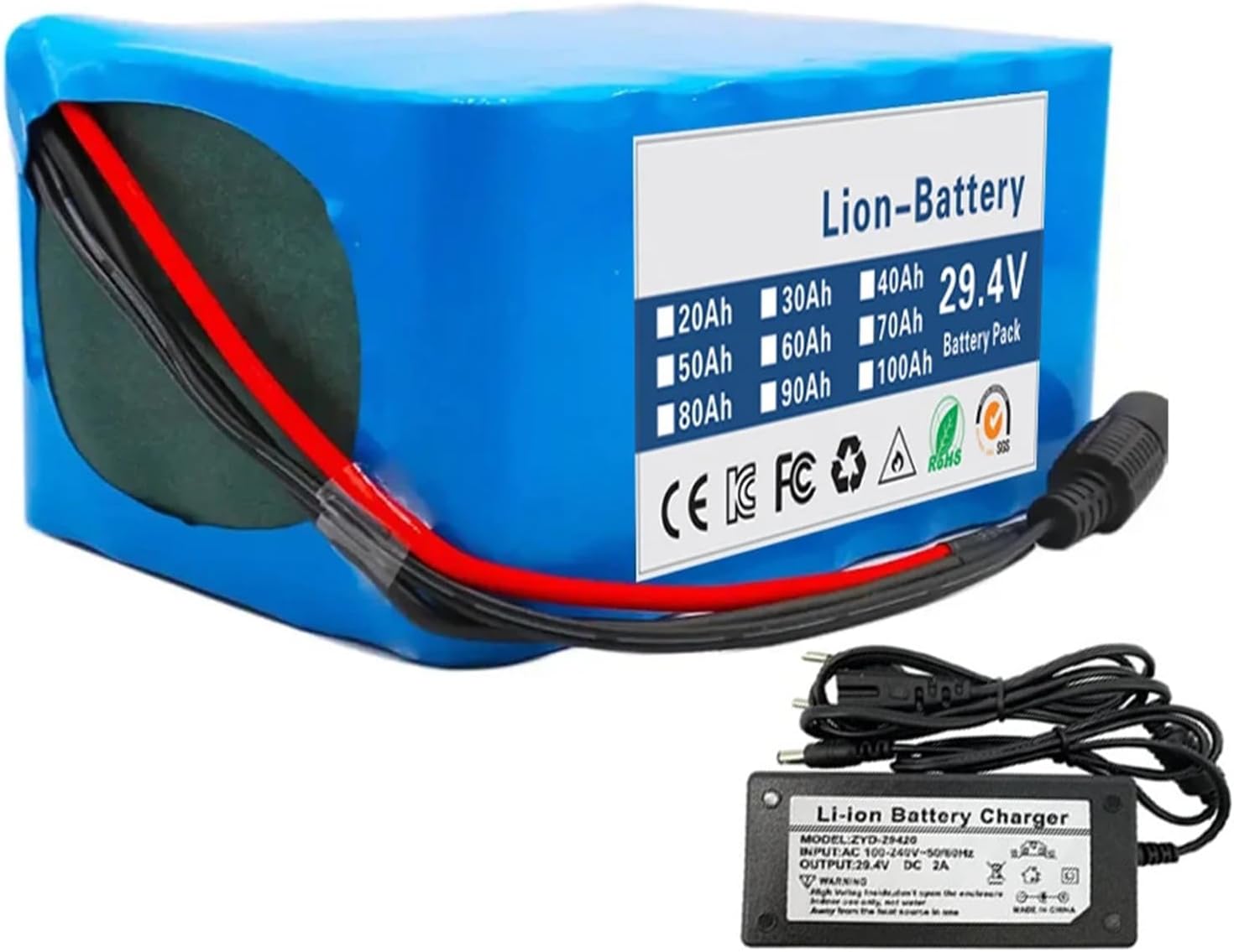 29.4V 12Ah Lithium Battery Pack, Electric Bike Battery 29.4V,Built-in 15A BMS + 29.4V Charger,for 100W-500W Electric Bike Unicycle Scooter Wheelchair Motor