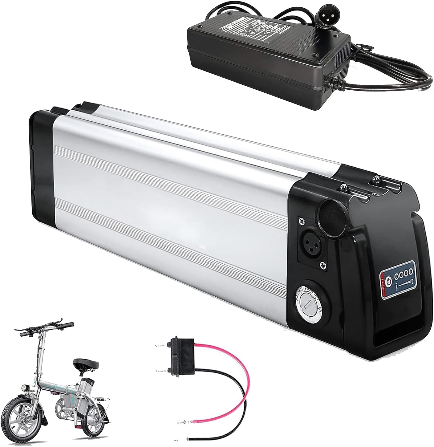 36V 48V Ebike Battery 36V 48V 10.4Ah 13Ah 15.6Ah 20.8Ah Lithium Li-ion Battery Pack 36V 48V Folding Bike Replacement Battery Pack with Charger,15.6ah,48V