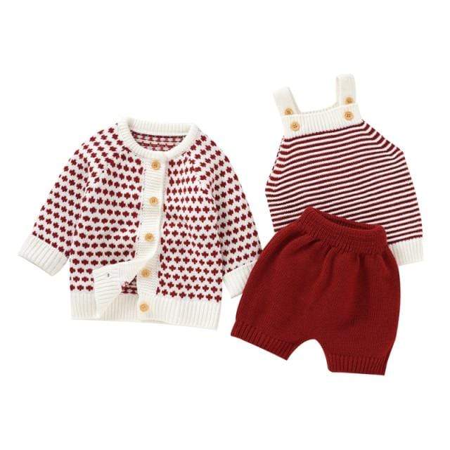 Girl's Clothing 82W797-798-4 / 18M Knitted Sweater + Vest + Short Fashion